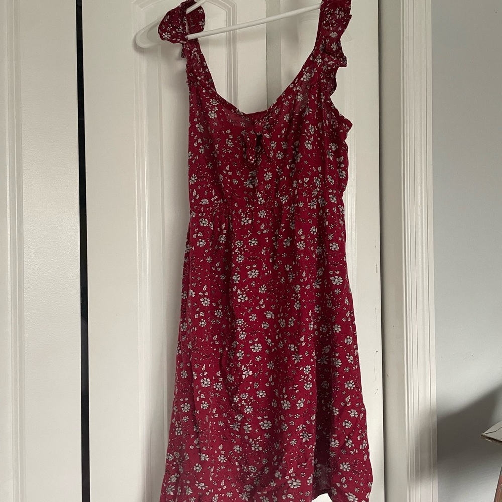 Red floral mini sun dress